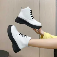 Boots Platform Motorcycle Boots Woman Shoes Lace Up Ankle Round Toe Ladies Short Winter White Botines De Mujer Cross Tied AA230329