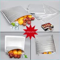 Packing Bags Aluminum Foil Insation Bag Thermal Food Keep Fresh Packet Pouch Disposable Takeaway Delivery Drop Office School Busines Dhnhl