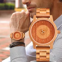 손목 시계 모든 나무 남성 시계 2023 패션 레트로 레드 체리 나무 우드 쿼츠 손목 손목 시계 연인 선물 선물 Montre en Bois Homme