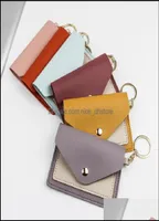 Keychains Fashion Accessories Unisex Key Pouch Leather Purse Keyrings Mini Wallets Coin Credit Card Holder 7 Colors Drop Delivery 7739794