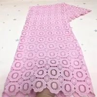 Baby Pink 100% Cotton Materials African Cord Laces Fabric Swiss Guipure Lace Wedding Dresses For Women253e