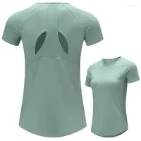 Active Shirts Women Sport Tshirt Quick Drying Mesh Sweat Breathable Round Neck Blouse Running Fitness Hollow Yoga Sports Short Sleeves