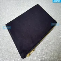 40pcs lot High Quality Metallic Gold Zipper Natural Canvas Key bag Black Cotton Cosmetic Bag Trendy Blank Makeup Bag For DIY Print293I