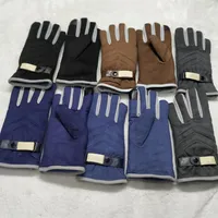 Winter Mens Deer Skin Velvet Gloves Classic Vintage Warm Soft Design Men Mittens Outdoor Riding Ski Glove210L