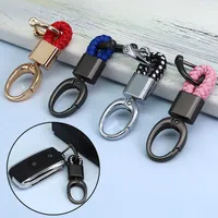 Key Rings New Creative PU Leather Braided Rope Keychain Car Key Ring For Women Men Fashion Key Holder Accessories Wrist Hanging Keyring AA230329