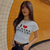 Women's T Shirts Summer T-Shirts Y2K Letter Cute Crop Women Tops Clothes Fairy Grunge Tees Basic O Neck Short Sleeve Sweet Baby