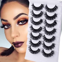 7 Pairs Russian Curl False Eyelashes Faux 3d Mink Eyelash Thick Long Lashes Extensions Soft Light Fluffy Reusable Cruelty Free Makeup