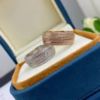 Designer women rings four row rotating ring luxury full of diamond 18k gold is not easy to fade couples engagement gift