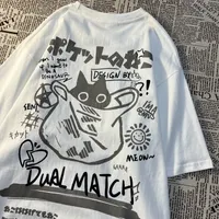 Women's T-Shirt Women Cartoon T-Shirts Summer Harajuku Kawaii Cat Printed Short Sleeve Tees Female Couple Streetwear Loose Clothes Y2K Tops 230330