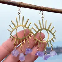 Dangle Earrings Gothic Hollow Eye Purple Irregular Crystal Pendant Bar Party Cool Girl Jewelry Gift Accessories