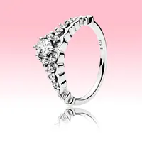 Womens Big CZ Diamond Wedding Ring with Original box for Pandora 925 Sterling Silver Fairy Tale Tiara Wishbone Ring Engagement Gif198h
