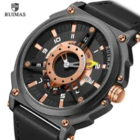 Ruimas Mens Watches Top Brand Luxury Waterproof Wristwatch Leather Bracelet Date Simple Casual Quartz Watch Man Military Sports Cl288z