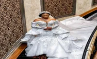 Plus Size African Mermaid Wedding Dresses with Detachable Train Arabic Aso Ebi Beaded Floral Ruffles Long Sleeve Bridal Gowns6027919
