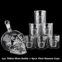 Crystal Skull Head S Cup Set 700ml Whiskey Wine Glass Bottle 75ml Glasses Cups Decanter Home Bar Vodka Drinking Mugs272u