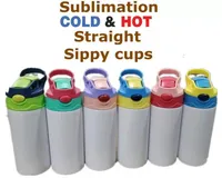 US Stock 12oz Sublimation Straight Sippy Cup Children Tumblers 350ml Blank White Portable Stainless Steel Vacuum Insulated Water Bottle For Kids