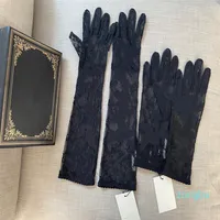 Black Tulle Gloves For Women Designer Ladies Letters Print Embroidered Lace Driving Mittens for Women Ins Fashion Thin Party Glove278K