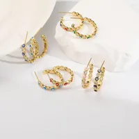 Stud Earrings Turkish Evil Blue Eye For Women Gold Color Mirco Pave Zircon Piercing Trendy Boho Jewelry Birthday Gifts