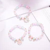 Charmarmband koreansk tecknad pärlstav kristalllegering glasarmband prydnad användar present grossist föremål för butik kvinnor hand