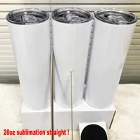20oz DIY sublimation skinny tumbler 20oz stainless steel slim tumbler straight tumblers vacuum insulated travel mug gifts CM1258V