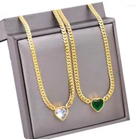 Necklace Earrings Set 316l Stainless Steel Fashionable White Zircon Love Thick Chain Bracelet Simple Wedding Jewelry