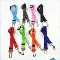 Dog Collars Leashes Pet Safety Car Seat Belt Reflective Elastic Vehicle Small Medium Dogs Travel Clip Leash Drop Delivery Home Gar Dhchf
