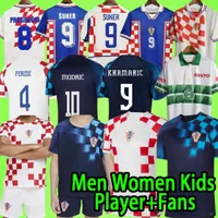 クロアチア2022サッカージャージの男性キッズキットレディースファンプレーヤーバージョン22 23モドリックマジャークロアティ2023 GVARDIOL KOVACIC SUKER RETRO 1997 1998 2002 Croacia Football Shirt T