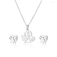 Chains Stainless Steel Love Necklace Stud Earrings Set Simple And Exquisite Design Suitable For Crystal Jewelry Bulk Necklaces