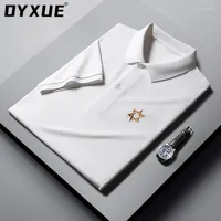 Men's Polos DYXUE Cotton Men T-shirt Lapel Polo Short Sleeve Casual Embroidery High-quality Fashion Pure Color Summer Soft Tops Tees