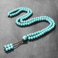 Strand Vintage 108 Mala Beads Necklace 6mm Natural Turquoise Handmade Wrap Bracelets For Women Men Prayer Meditation Yoga Jewelry Gifts