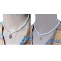 Chains Novel Imitation Freshwater Pearls Ukraine National Emblem Necklace Metal Badge Pendant Round Beads For Girls