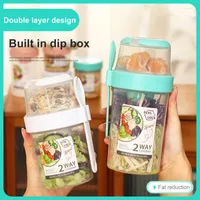 Storage Bottles With Spoon Yogurt Cup Portable Transparent Breakfast Cups Food Grade Plastic Bento Bowl For Cereal Nut Salad