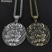Spiritual Jewelry KARMA Buddha Wiccan Lotus Flower Wicca Moon Necklace Men Women Accessories Witchcraft Witch Jewlery270N
