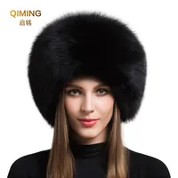 Ladies 100% Real Fox Fur Hat Women Winter Warm Luxury Ski Head Ear Warmer Earmuff Fluffy Sheepskin Warm Snow Cap 201019297y