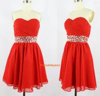Party Dresses Real Image Sweetheart Sleeveless Chiffon Special Occasion Cocktail Dress Short Mini 2023 Homecoming Red Prom