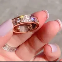 full diamond titanium steel silver love ring men and women rose gold rings for lovers couple jewelry gift284p