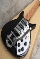 527mm Short Scale Length John Lennon 325 Jetglo 6 String Black Electric Guitar Bigs Tremolo Red Paint Fingerboard 3 Toaster Pick7970825