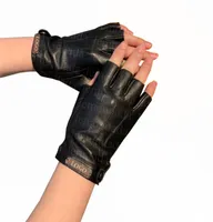 Womens Motorcycle Driving Gloves Autumn Winter Fingerless Glove Women High Quality Leather Mittens Designers Fashionable Mitten9542300