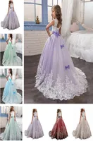 Flower Girls Dresses Princess Lilac Little Bride Long Pageant Dress for Girls Glitz Puffy Tulle Prom Dress Children Graduation Gow3211515