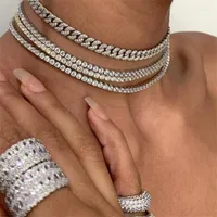 Chains Choucong Luxury Tennis Necklace 4mm Cz Silver Color Chain Party Wedding For Women Men Fashion Hiphop Jewelry Gift