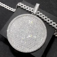 Hot Trendy 925 Sterling Silver Full Bling Moissanite Round Pendant Necklace Jewelry Nice Gift for Men Women