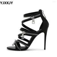 Sandals YJXKJY Brand High Quality Stiletto Zipper Fashion 10.5cm Thin Heels Sexy Nightclub Party Show Women's Shoes
