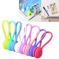 Magnetic Twist Cable Ties Silicone Cable Holder Clips Cord Wrap Strong Holding Stuff Cables Organizer for Home Office