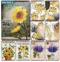 Sunflower Art Painting Metal Sign Vintage Metal Plates Decor For Pub Bar Home Wall Decor Plate Garden Poster Metal Painting 30X20cm W03