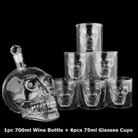Crystal Skull Head S Cup Set 700ml Whiskey Wine Glass Bottle 75ml Glasses Cups Decanter Home Bar Vodka Drinking Mugs330V