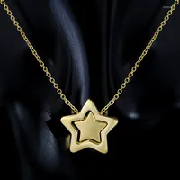 Chains Summer Shiny Single Star Charm Short Necklace For Women Jewelry Stainless Steel Gold Color Clavicle Female