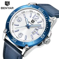 Wristwatches 2023 BENYAR Date Quartz Watch Men Casual Military Sports Watches Leather Wristwatch Male Relogio Masculino Clock
