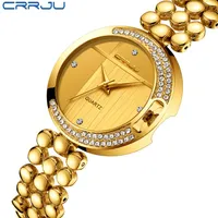 Fashion Women Watches CRRJU Top Brand Luxury Star Sky Dial Clock Luxury Rose Gold Women's Bracelet Quartz Wrist Watches relog189t