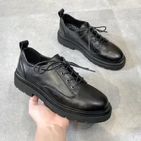 Dress Shoes Fashion Men Casual Vintage Black Trend Formal Leather British Business Platform Designer Loafers Lace-up