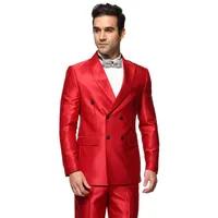 Men's Suits & Blazers TPSAADE 2023 Red Shiny Wedding Style Solid Color Personality Men Suit Slim Fit Dress Plus Size Formal Occasion