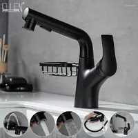 Bathroom Sink Faucets ELLEN Basin Faucet Modern Pull Out With Storage Basket Soap Dish Cold Water Black Mixer Taps EL1492